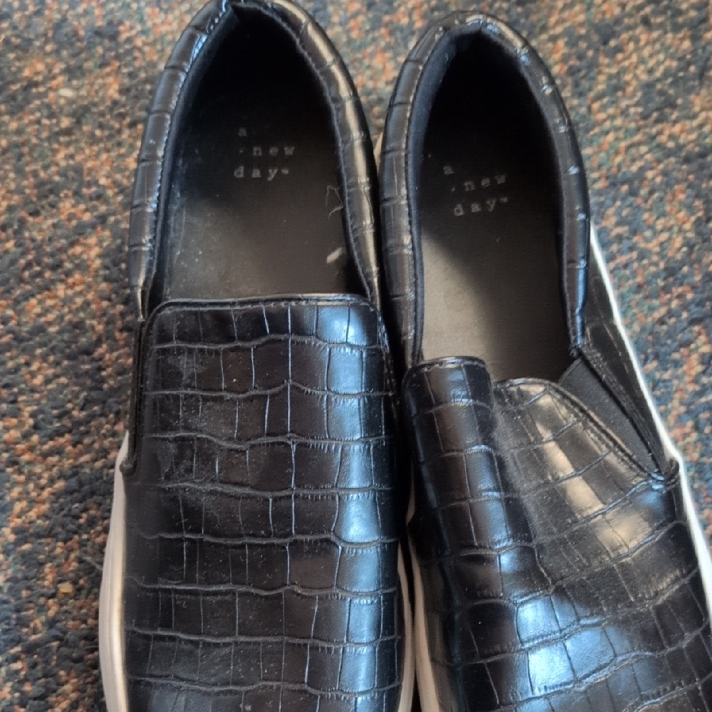 A New Day Black Loafers Slip-On Shoes